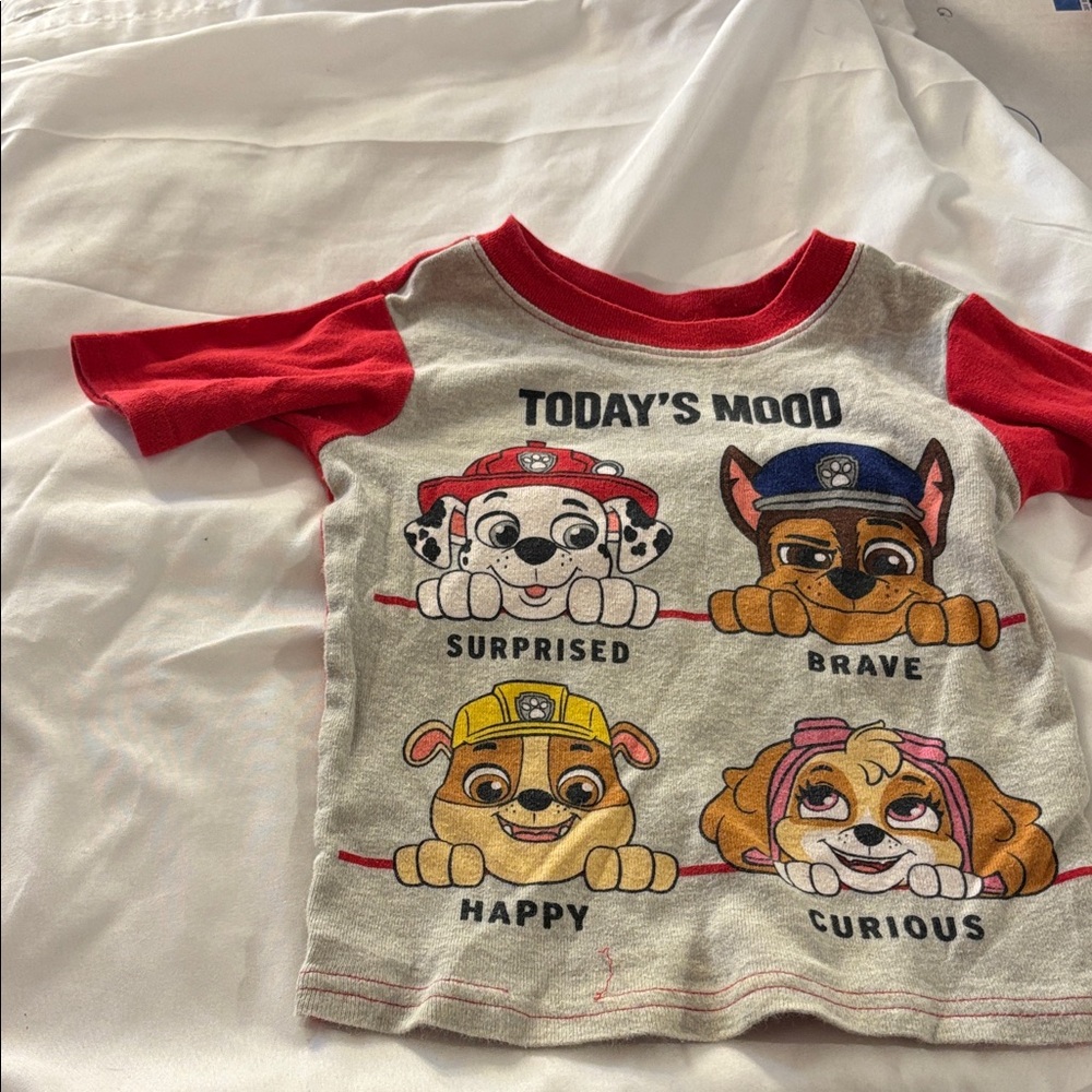 Paw Patrol Mood Sleep T-Shirt - Red & Gray 4T